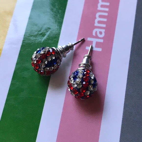 Union Jack crystal orb post earrings - Picture 4 of 6